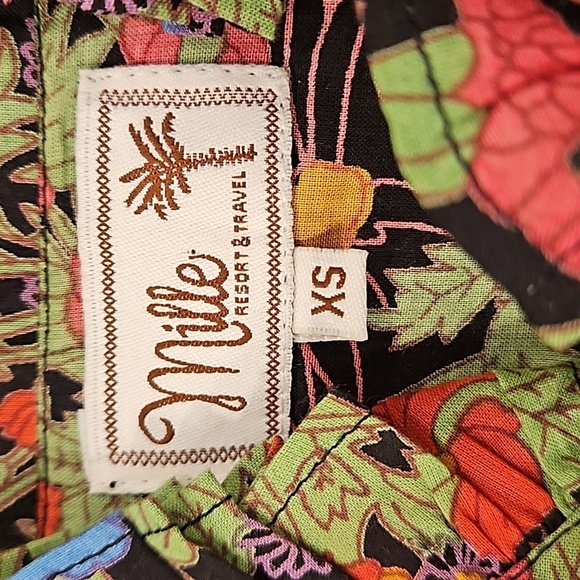 💕MILLE RESORT & TRAVEL ANTHROPOLOGIE💕 Blair Blouse ~ Tie Neck Green Motif XS - Picture 13 of 14